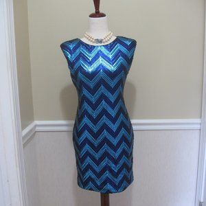 Sequin Party Dress sz S - M Aqua Blue Purple Stretch Mini